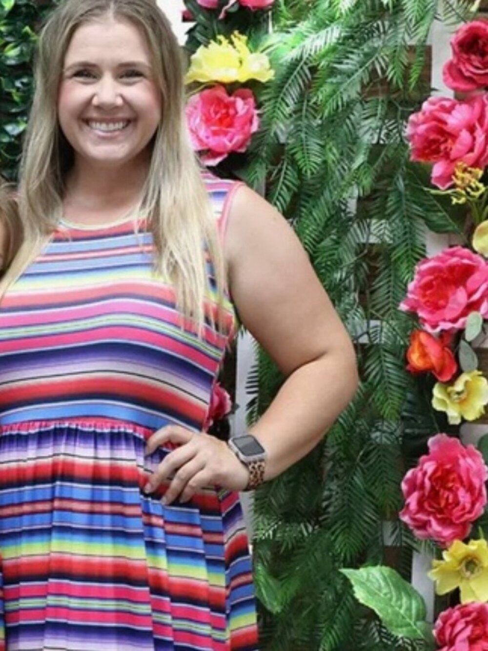 Rainbow Striped Womens Sleeveless Maxi Dress NWOT XL